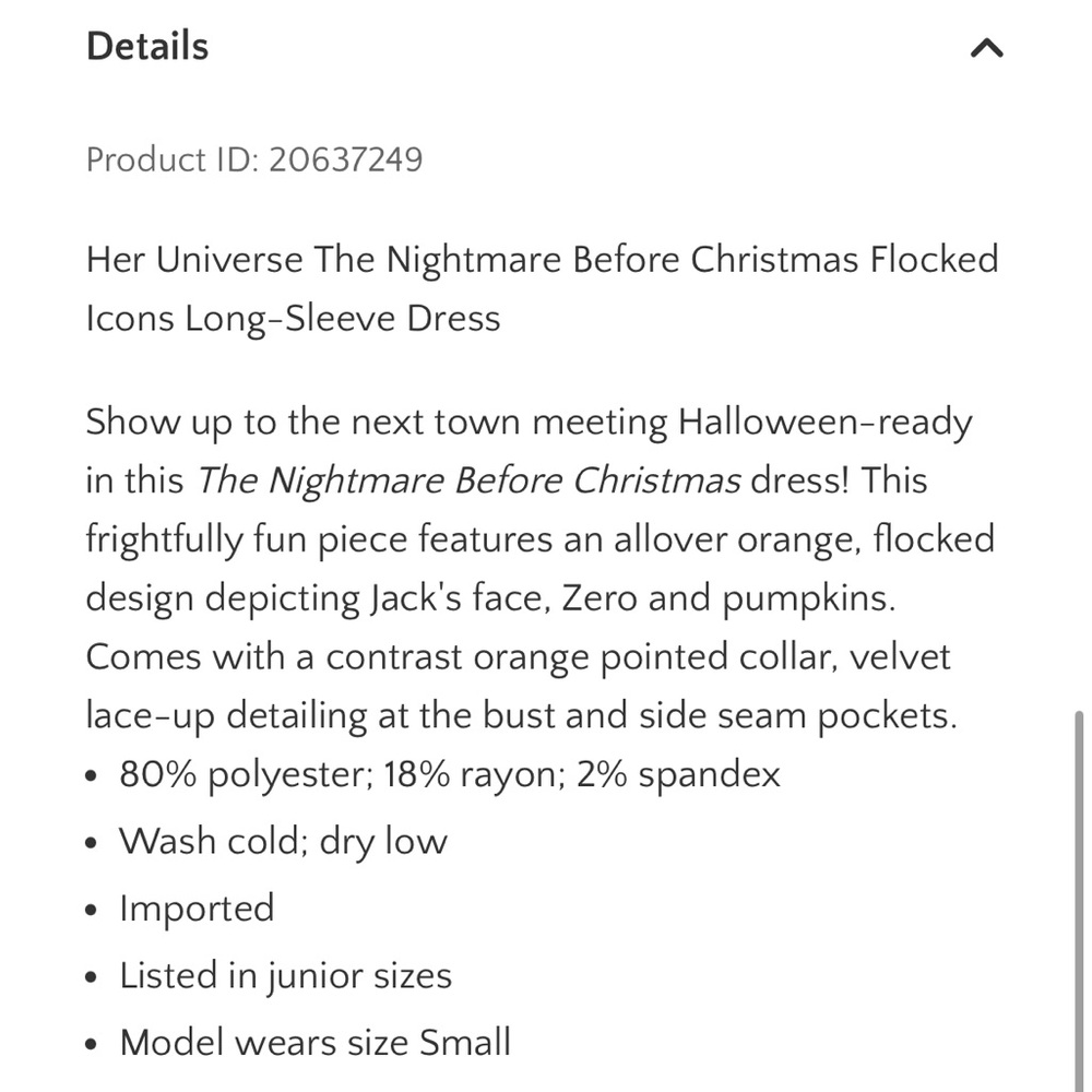 Her Universe The Nightmare Before Christmas Flocked Icons Long-Sleeve Dress - Picture 4 of 12